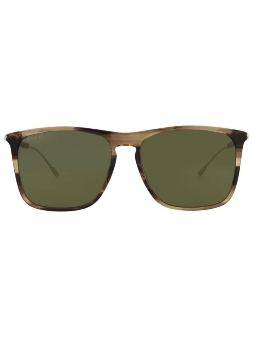 New Gucci Mens Square/Rectangle Havana Gold Green Fashion Designer Sunglasses